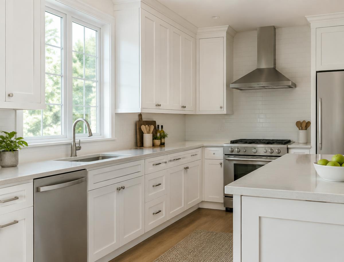 Painted white kitchen cabinets (representative image)